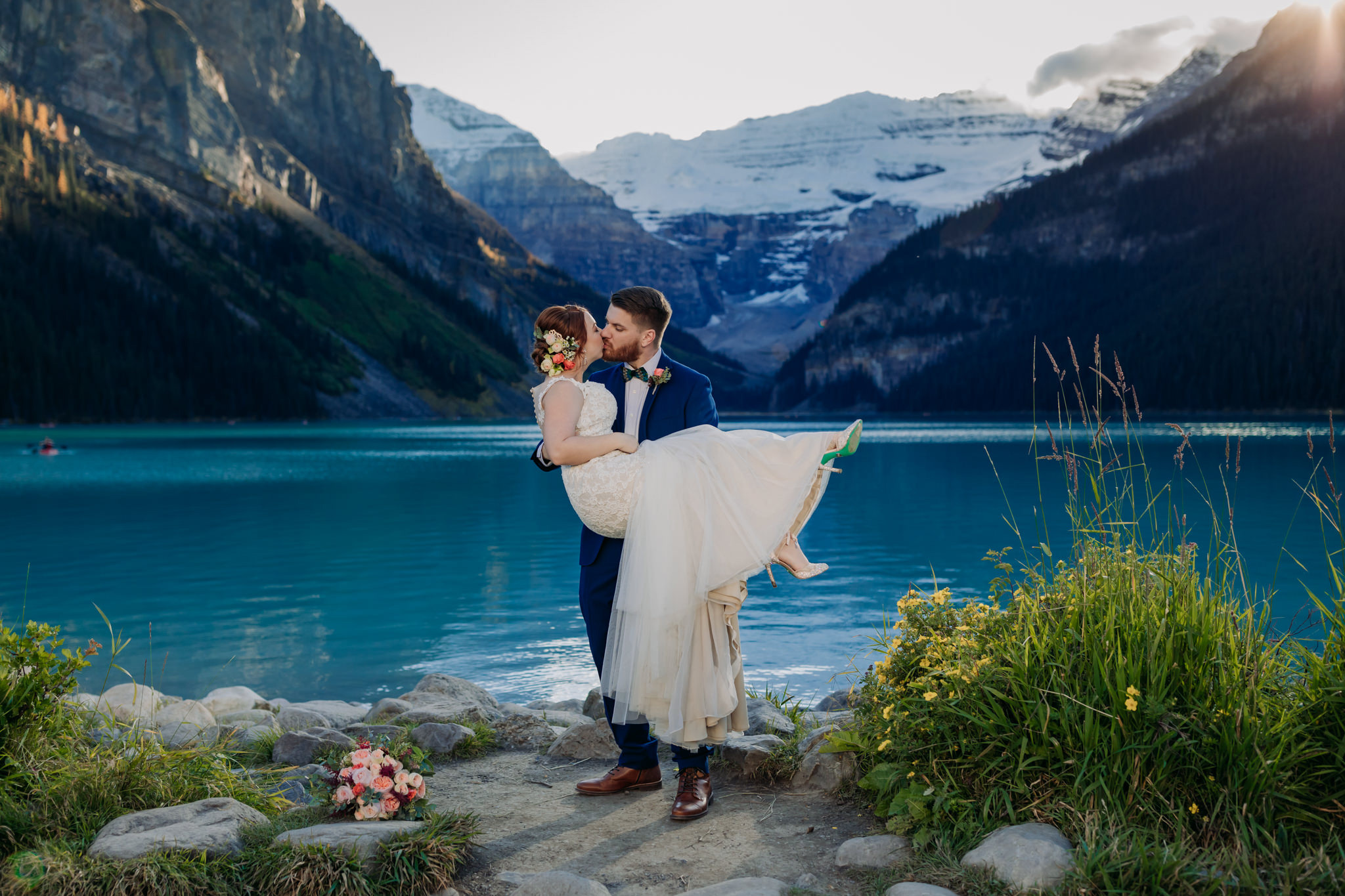 A Guide to Eloping in the Canadian Rockies | Mountain Wedding photographed by ENV Photography | elegant Lake Louise destination wedding