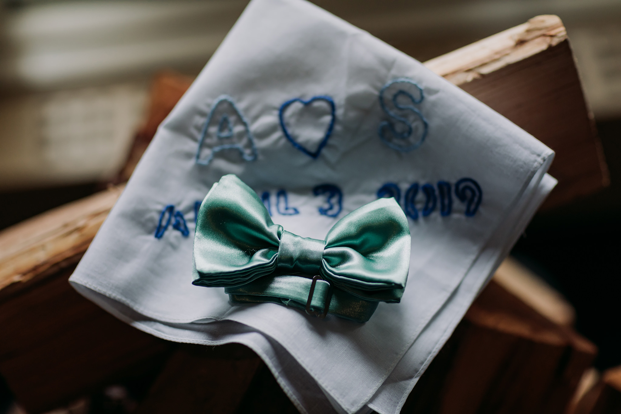 Emerald Lake Lodge elopement wedding details grooms bowtie & handkerchief