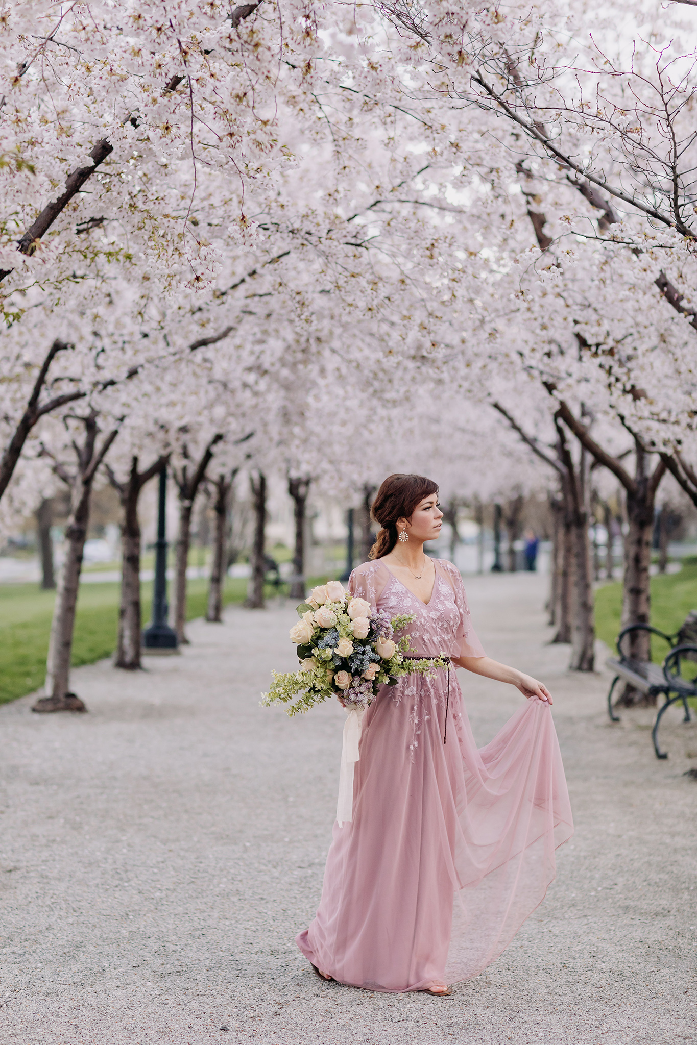 early morning pink blush bridal session in spring Salt Lake City Utah