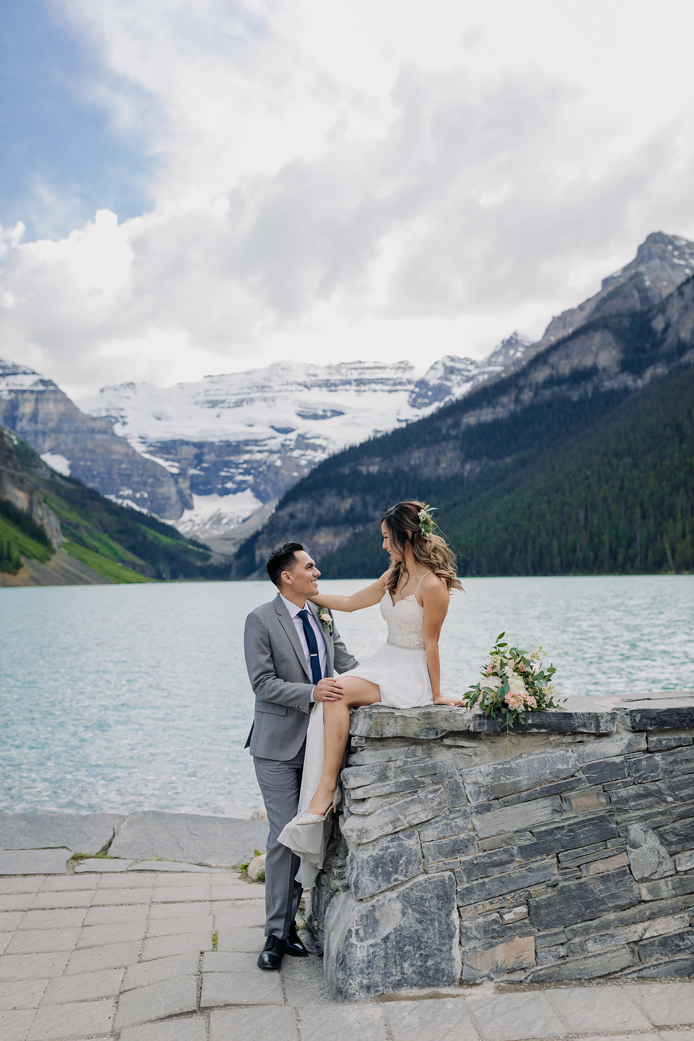 Lake Louise elopement wedding portraits by Banff intimate wedding photographer ENV Photography