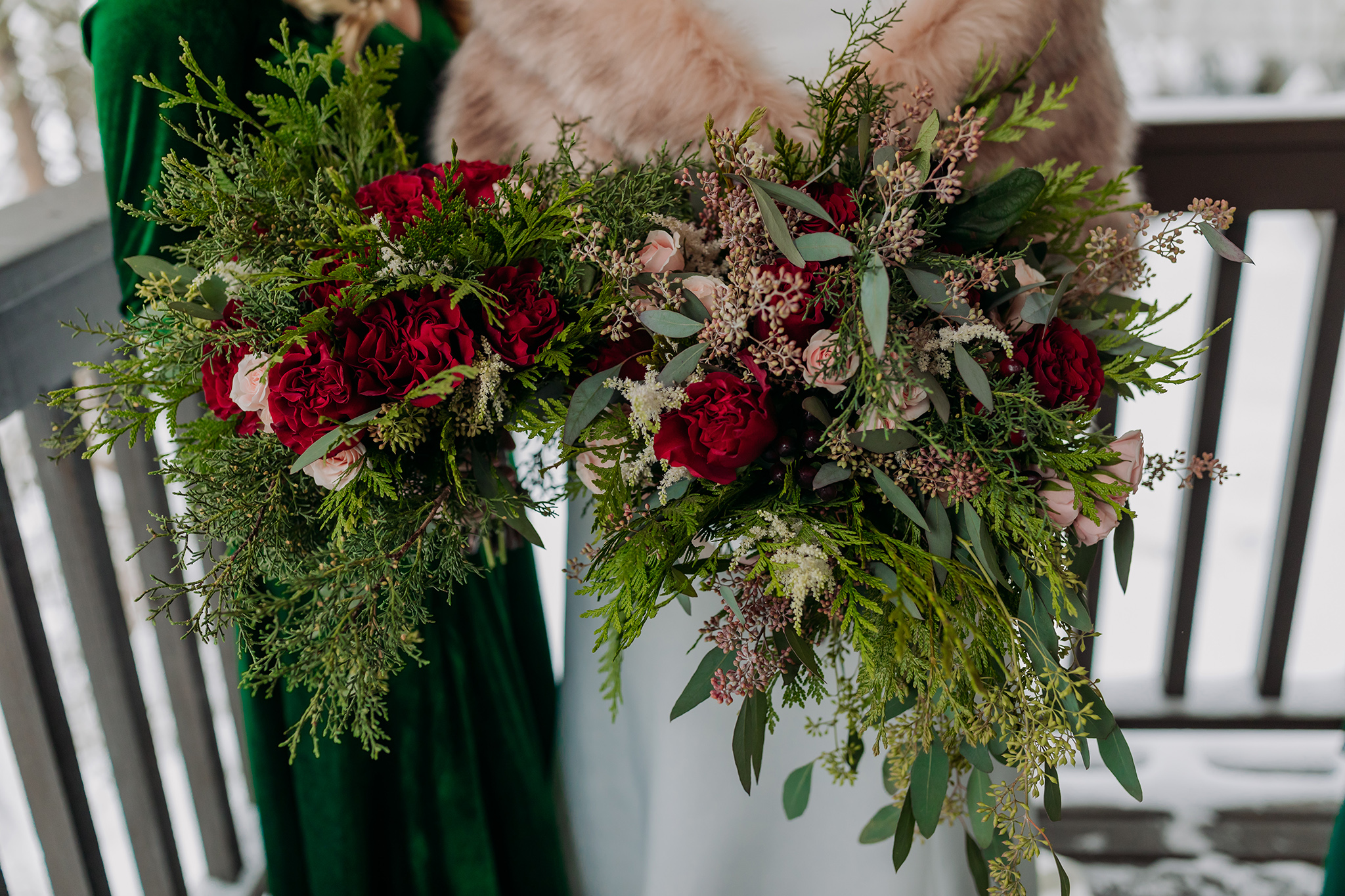 wild unstrucutred winter wedding bouquets