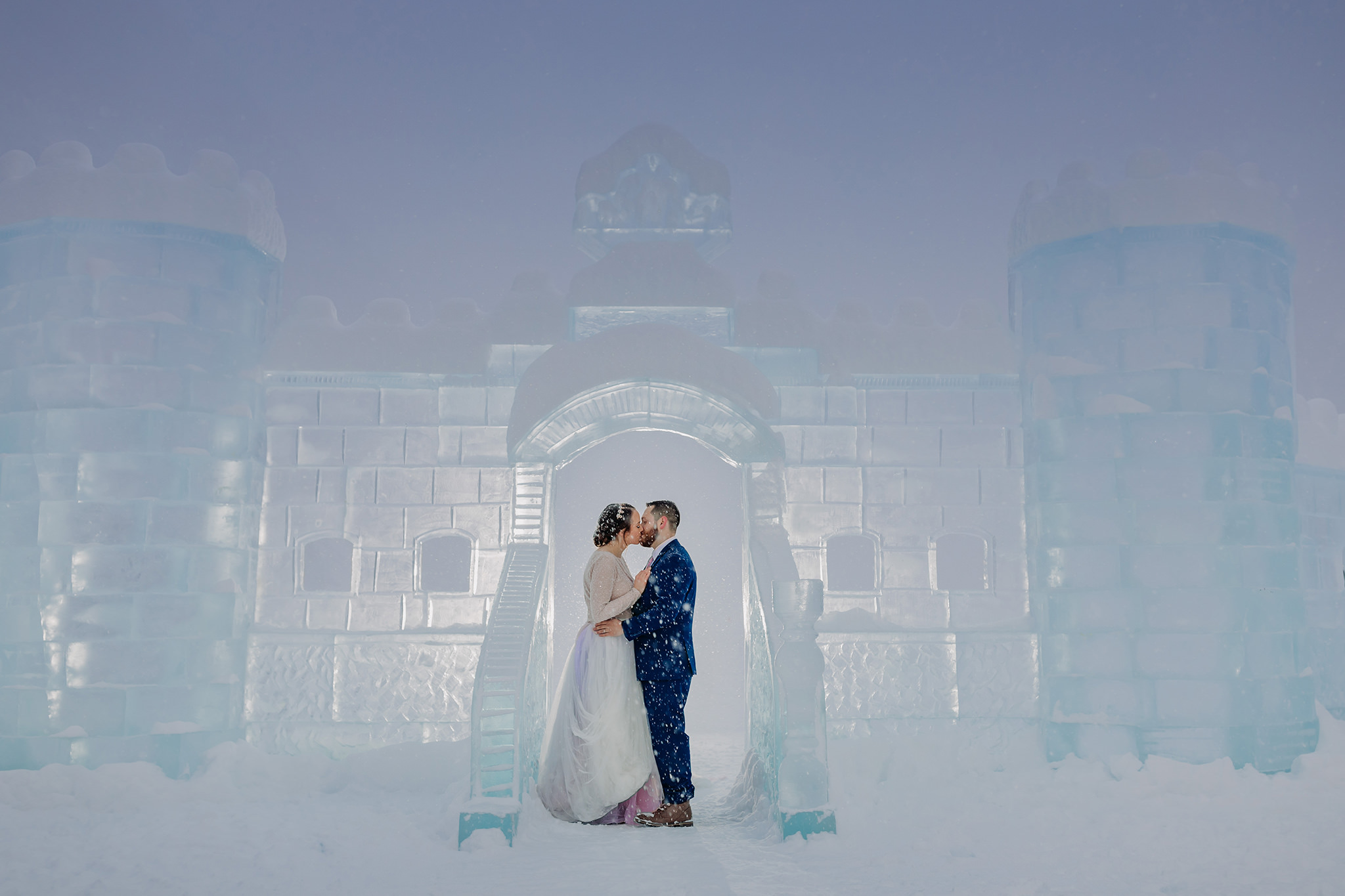 Elope in Lake Louise with a magical snowy outdoor winter wonderland
