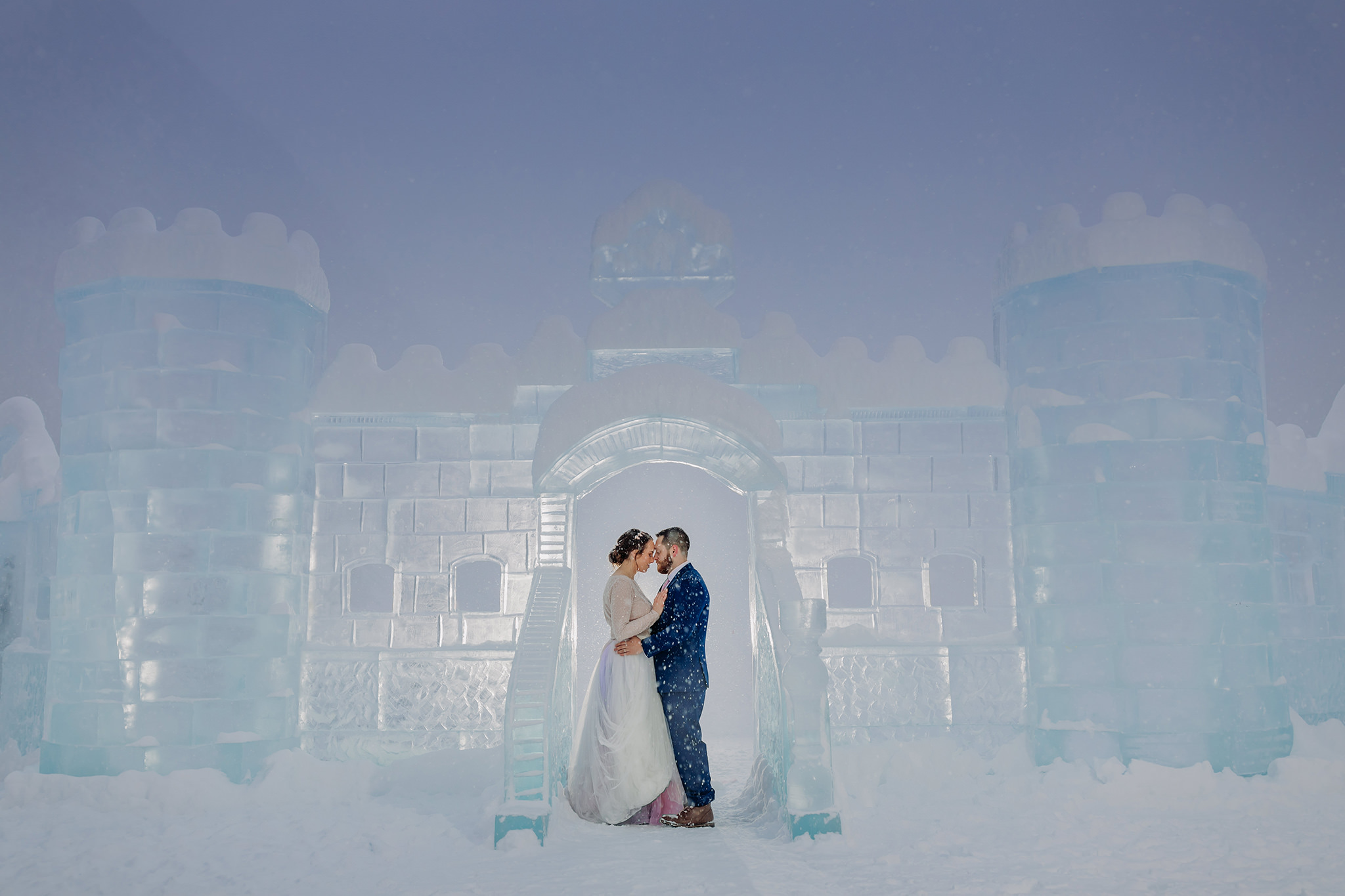 Elope in Lake Louise with a magical snowy outdoor winter wonderland