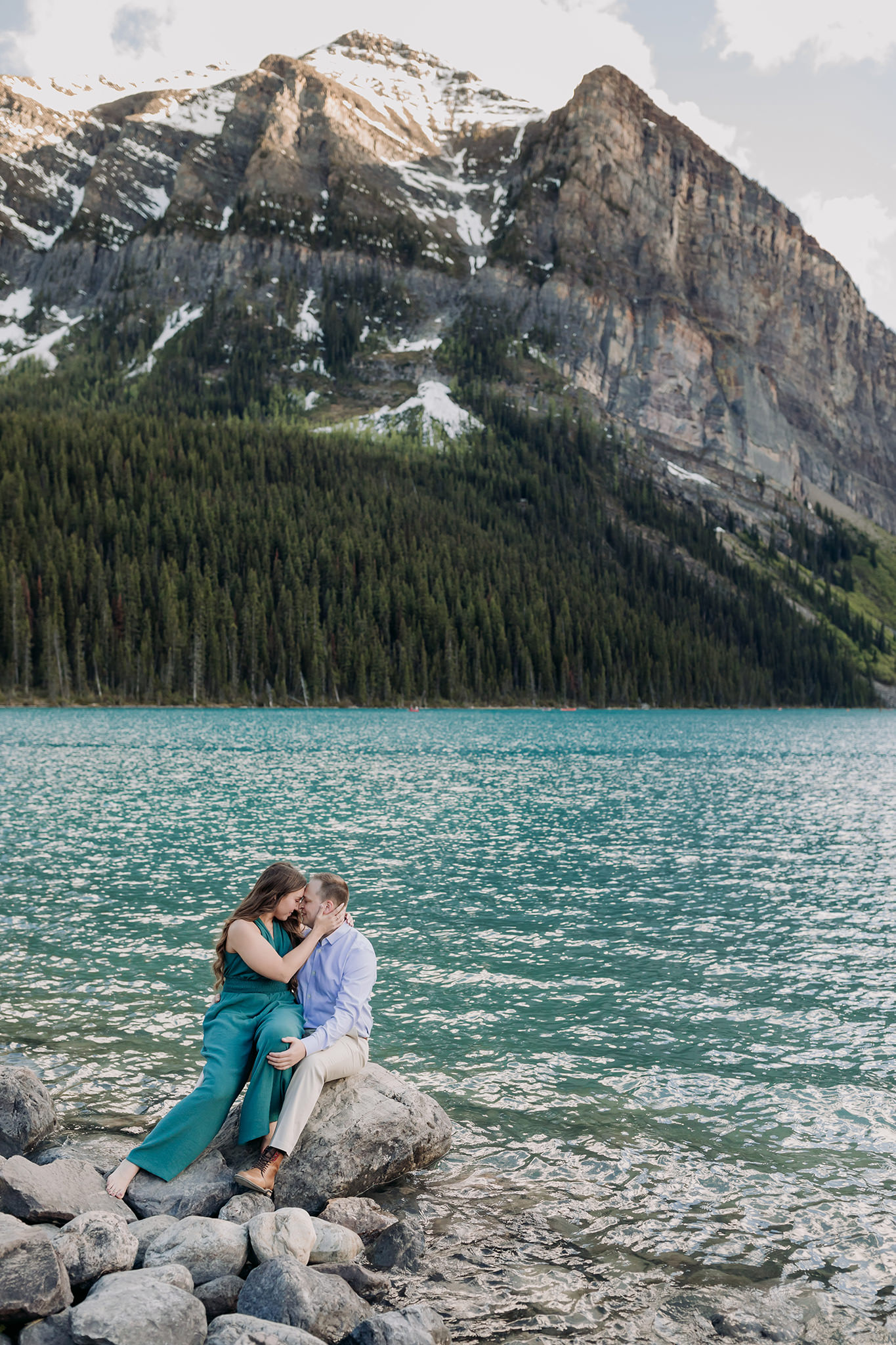 Lake Louise summer couples photos in the Rocky Mountains
