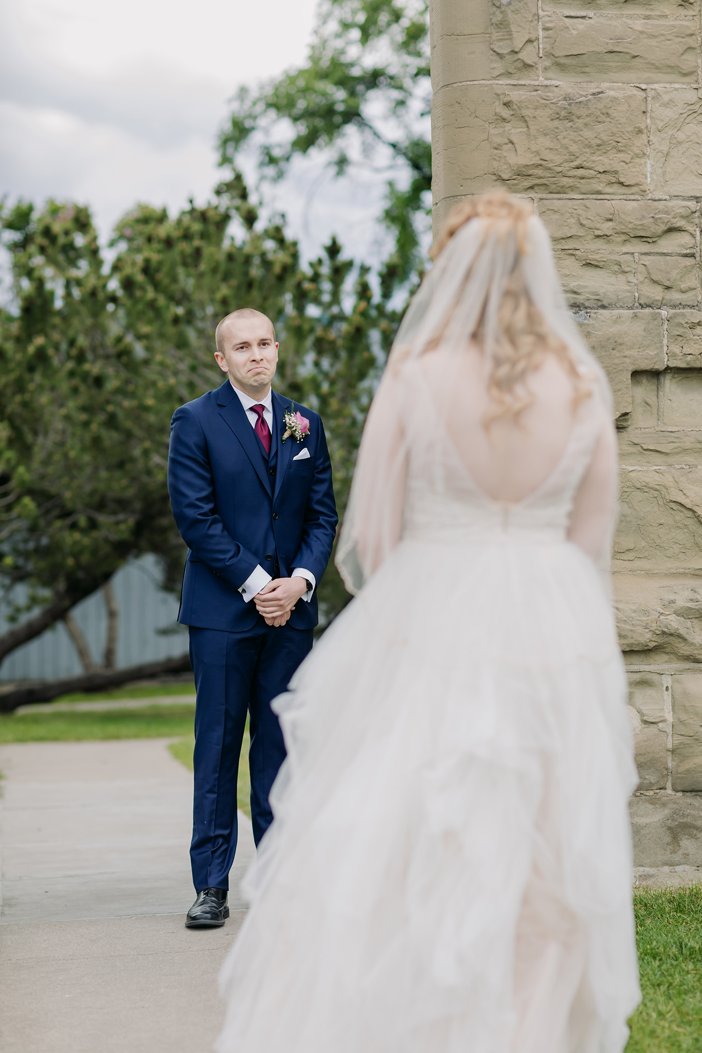 Rundle Ruins wedding bride & groom first look