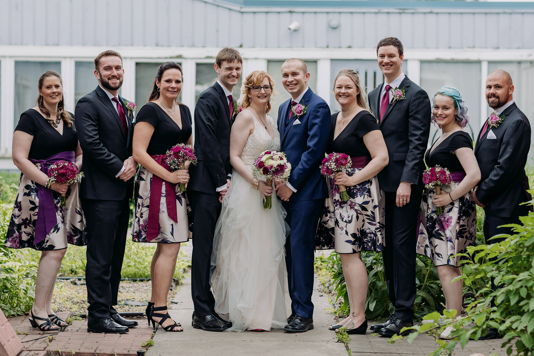 Calgary intimate wedding party portraits in the city with bridesmaids & groomsmen