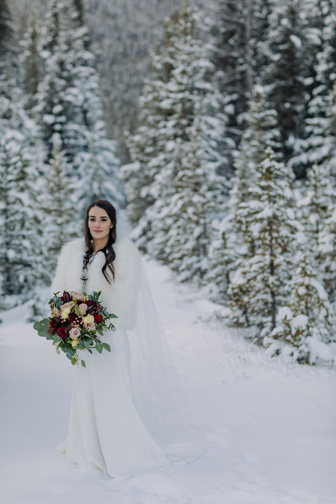 Upper Bankhead Banff mountain bride photos in the snow