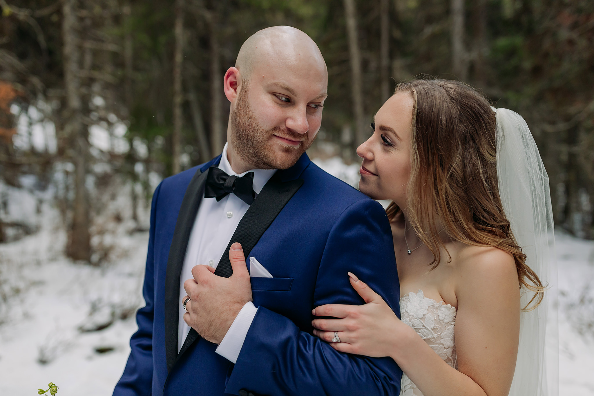 outdoor winter wedding at Lake Louise in the Canadian Rocky Mountains