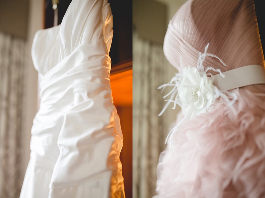 blush pink white wedding dresses