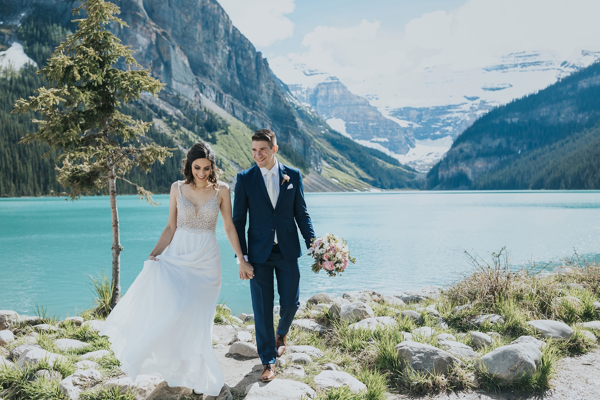 Lake Louise Summer Elopement on a bright sunny day