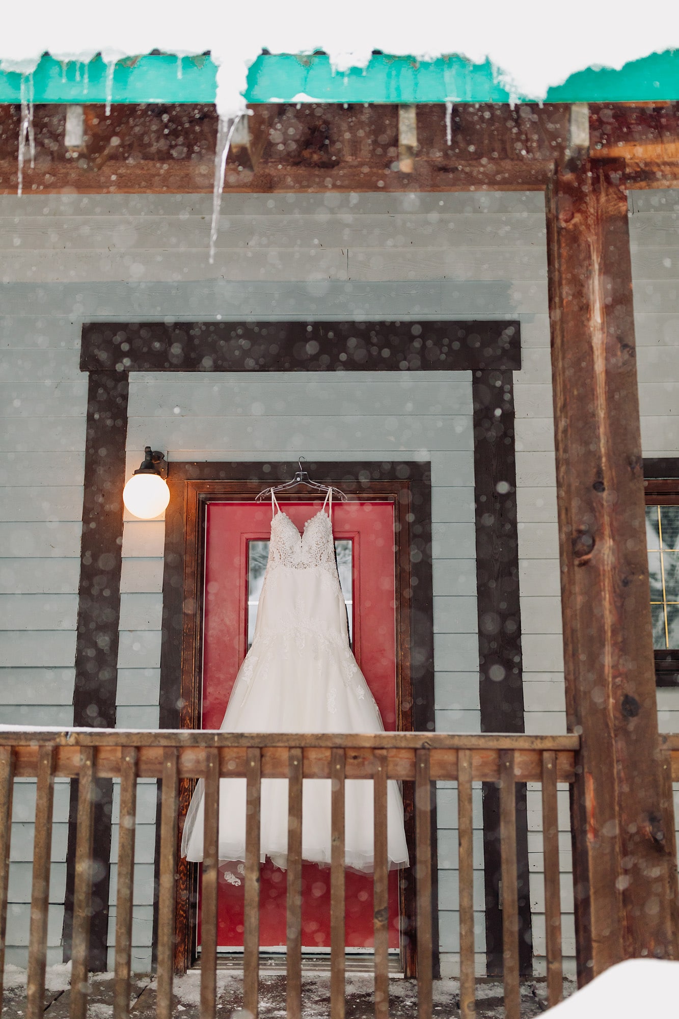 Emerald Lake Lodge wedding dress bride getting ready