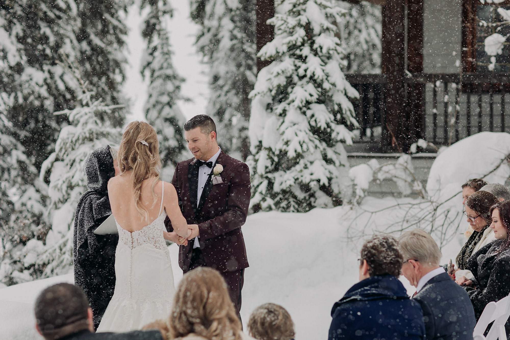 Magical Winter Wonderland Wedding at Emerald Lake Lodge moose
