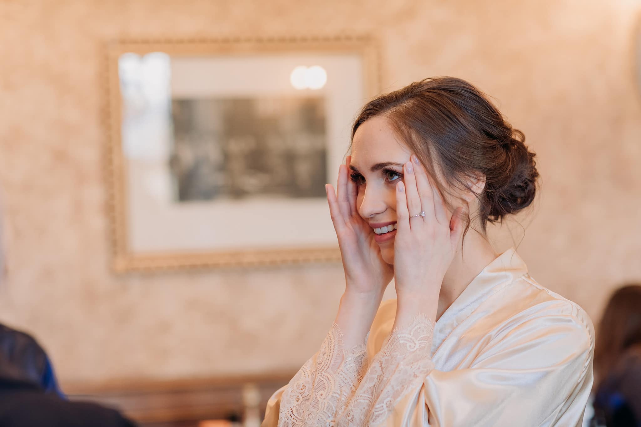 bride getting excited for fairmont banff springs wedding