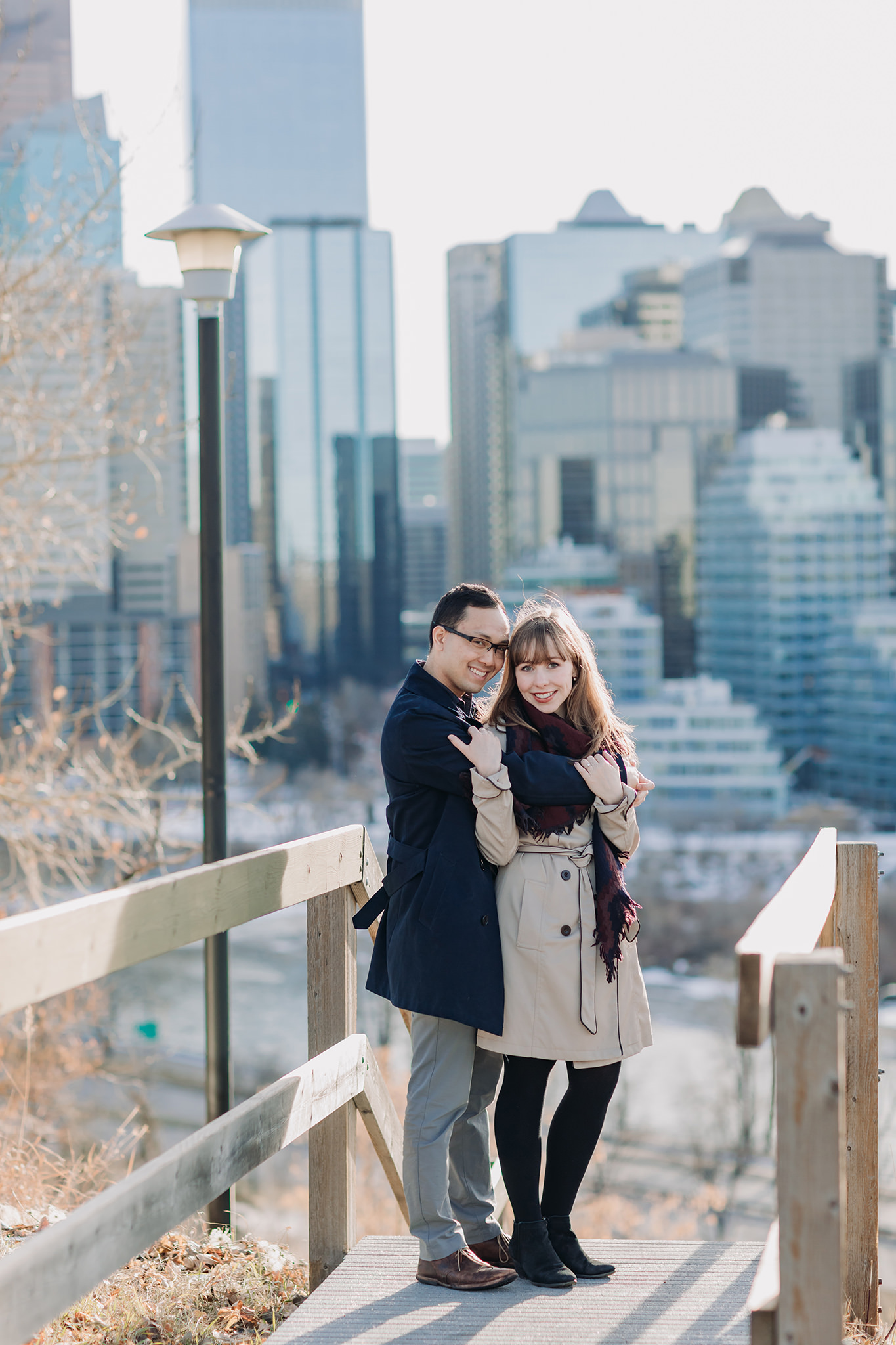 Calgary Engagement session with city skyline