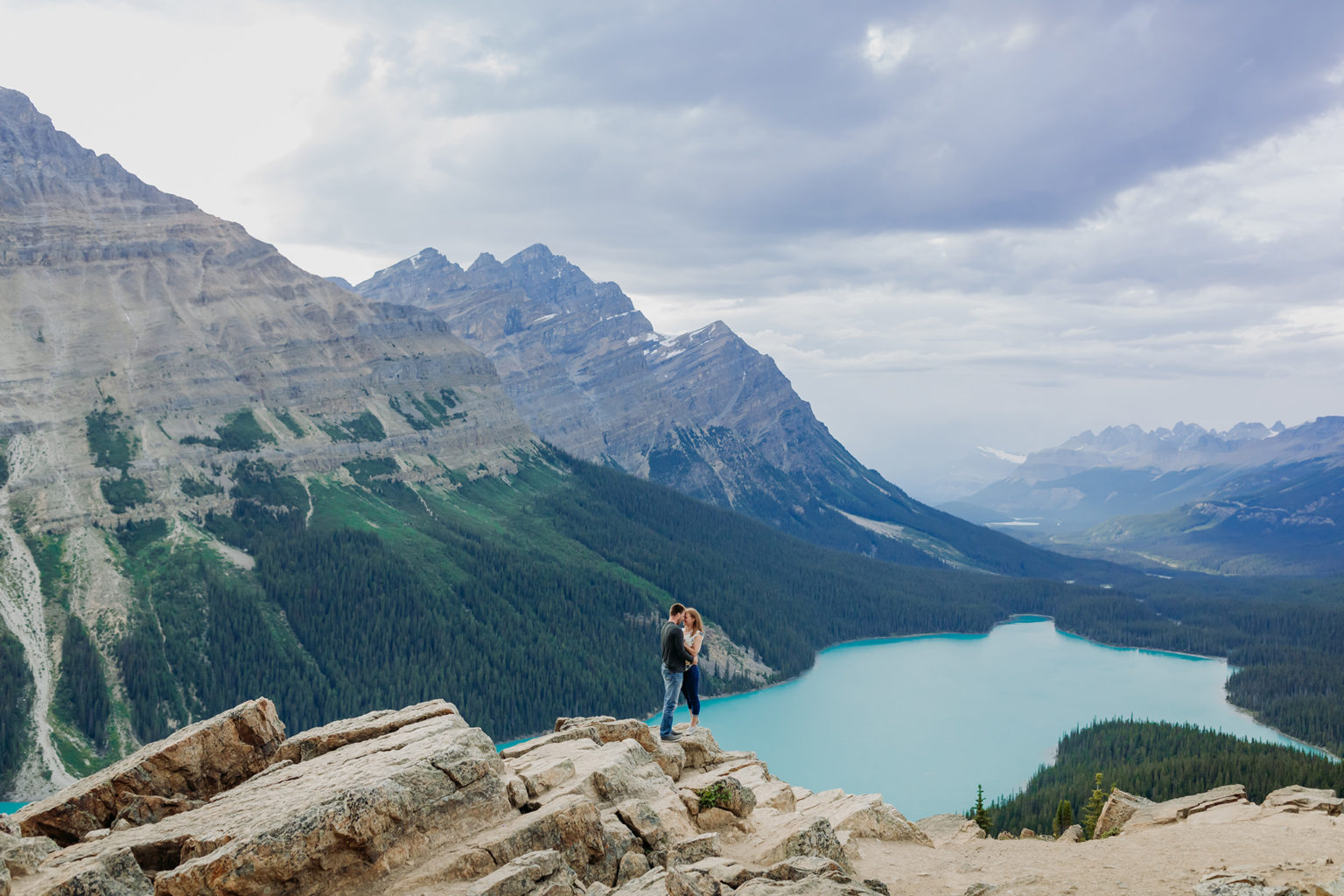 Peyto Lake Casual Engagement at Bow Summit | Icefields Parkway Banff