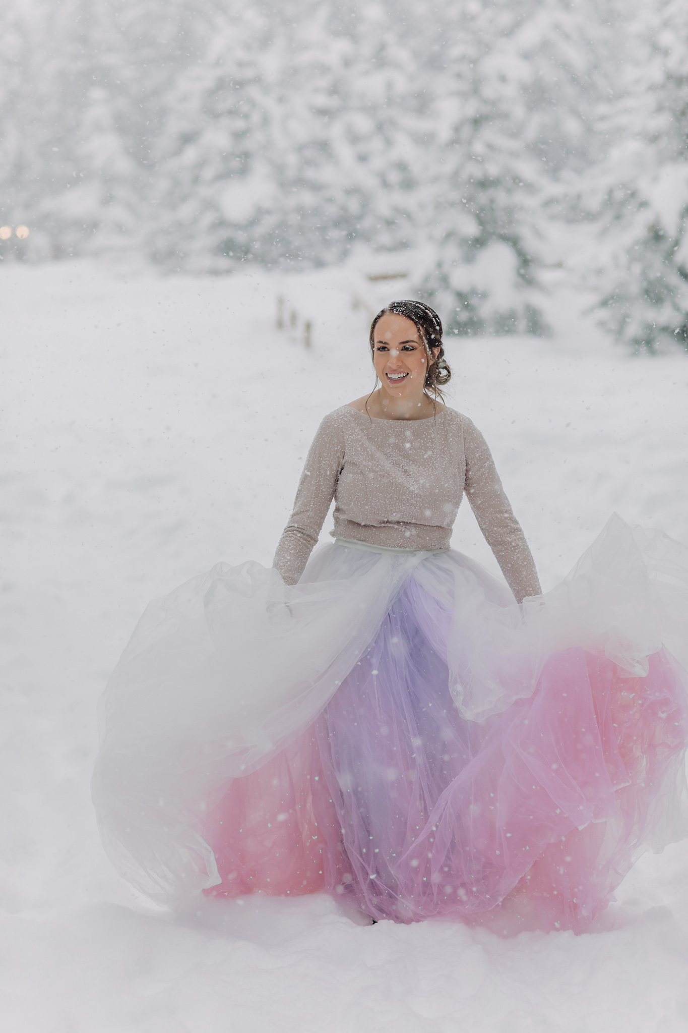 Elope in Lake Louise with a magical snowy outdoor winter wonderland wedding ceremony